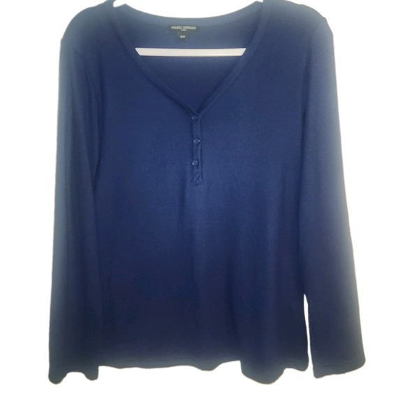 Tops - Mario Serrani Women's Butter Soft Blue Henley Long Sleeve Top.  Medium
